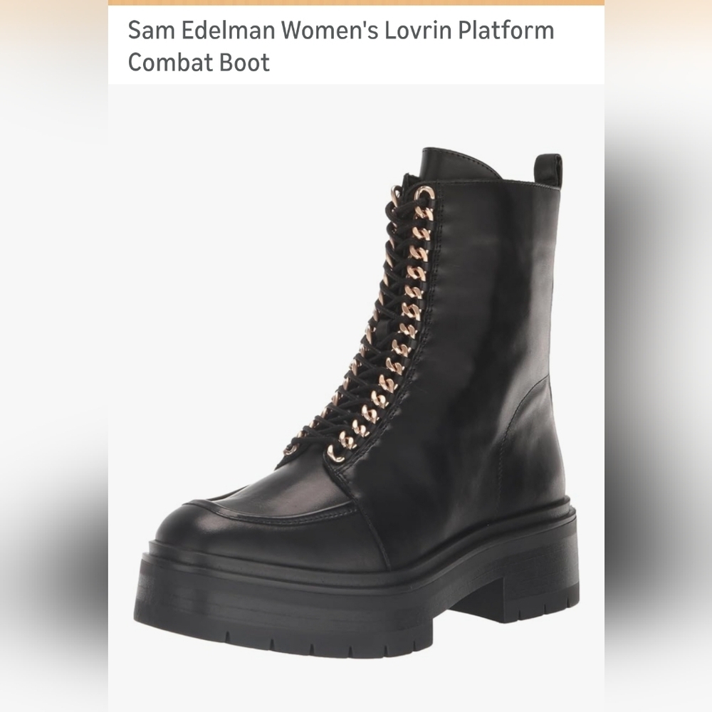 ✨ Sam Edelman Lovrin Chain Platform Combat Boots ✨ - Picture 1 of 9